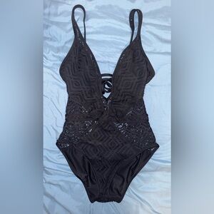 BECCA Black Lace Bathing Suit One Piece Women’s